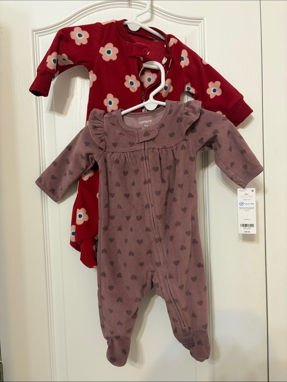 Lot bundle set of 2 Carter's fleece sleepers footie Footed pajamas new